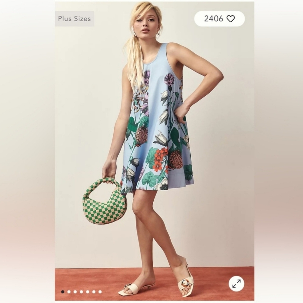 Anthro Maeve Keiko Mini Floral Sleeveless Swing Dress - Size L